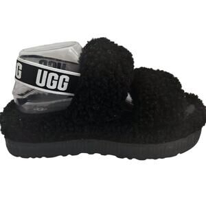 UGG Fluff Yeah Sheepskin Sherpa Fur Lug Sole Slides Slingback Sandals Preppy 9